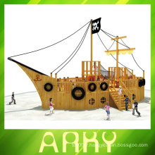 Équipement de terrain de jeux de pirate bateau en bois pour enfants